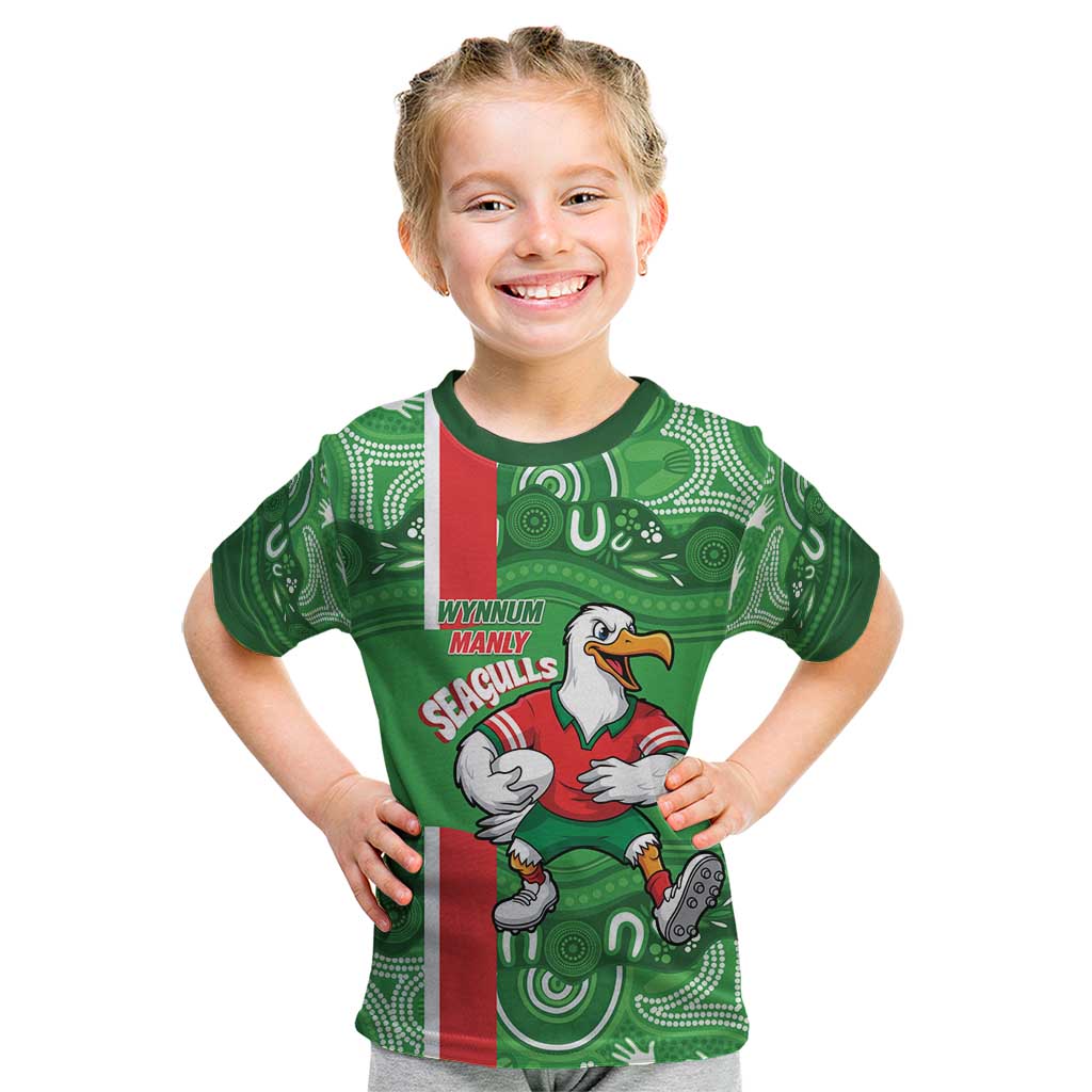 Wynnum Rugby Custom Kid T Shirt Go Manly Seagulls Aboriginal Art - Aussie Hoodie