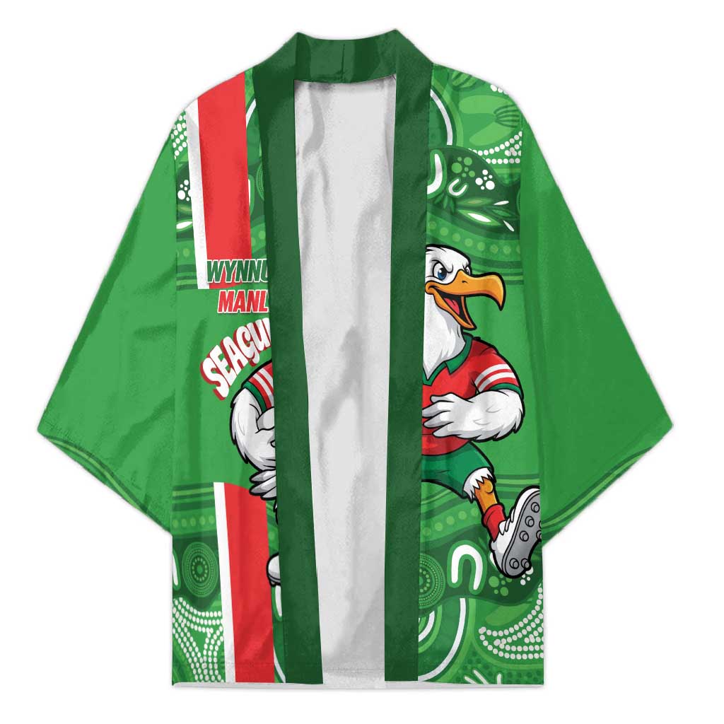 Wynnum Rugby Custom Kimono Go Manly Seagulls Aboriginal Art - Aussie Hoodie