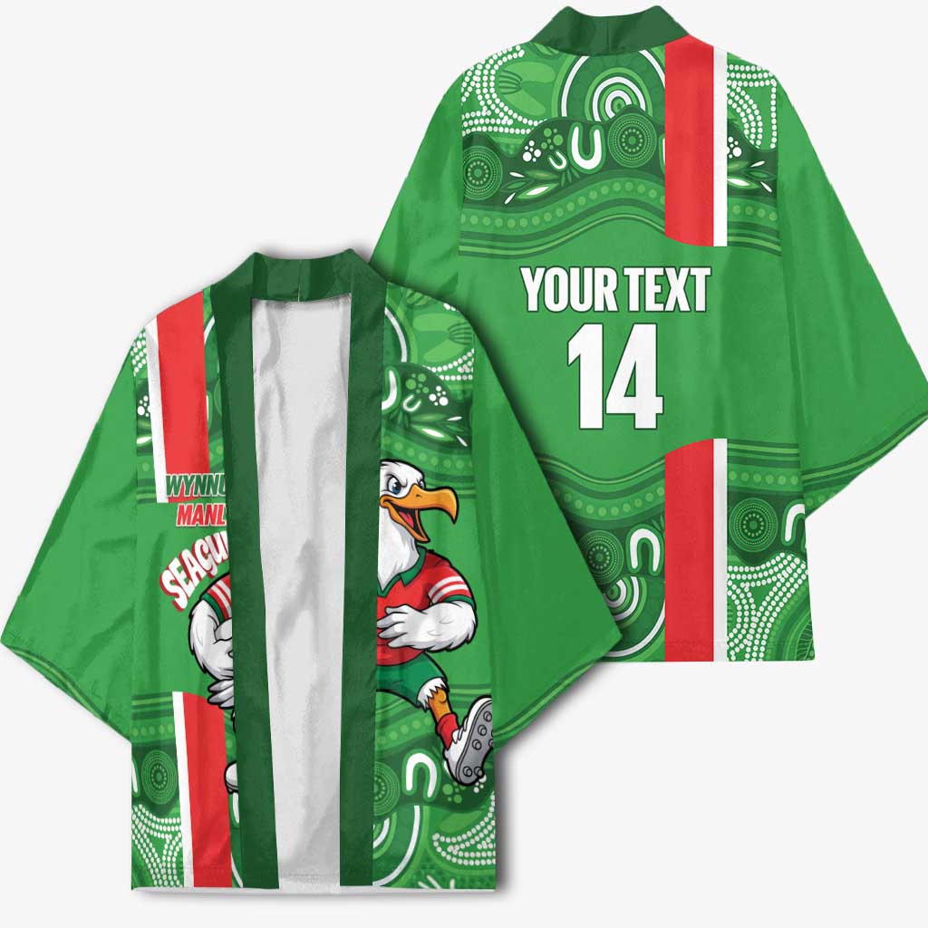 Wynnum Rugby Custom Kimono Go Manly Seagulls Aboriginal Art - Aussie Hoodie