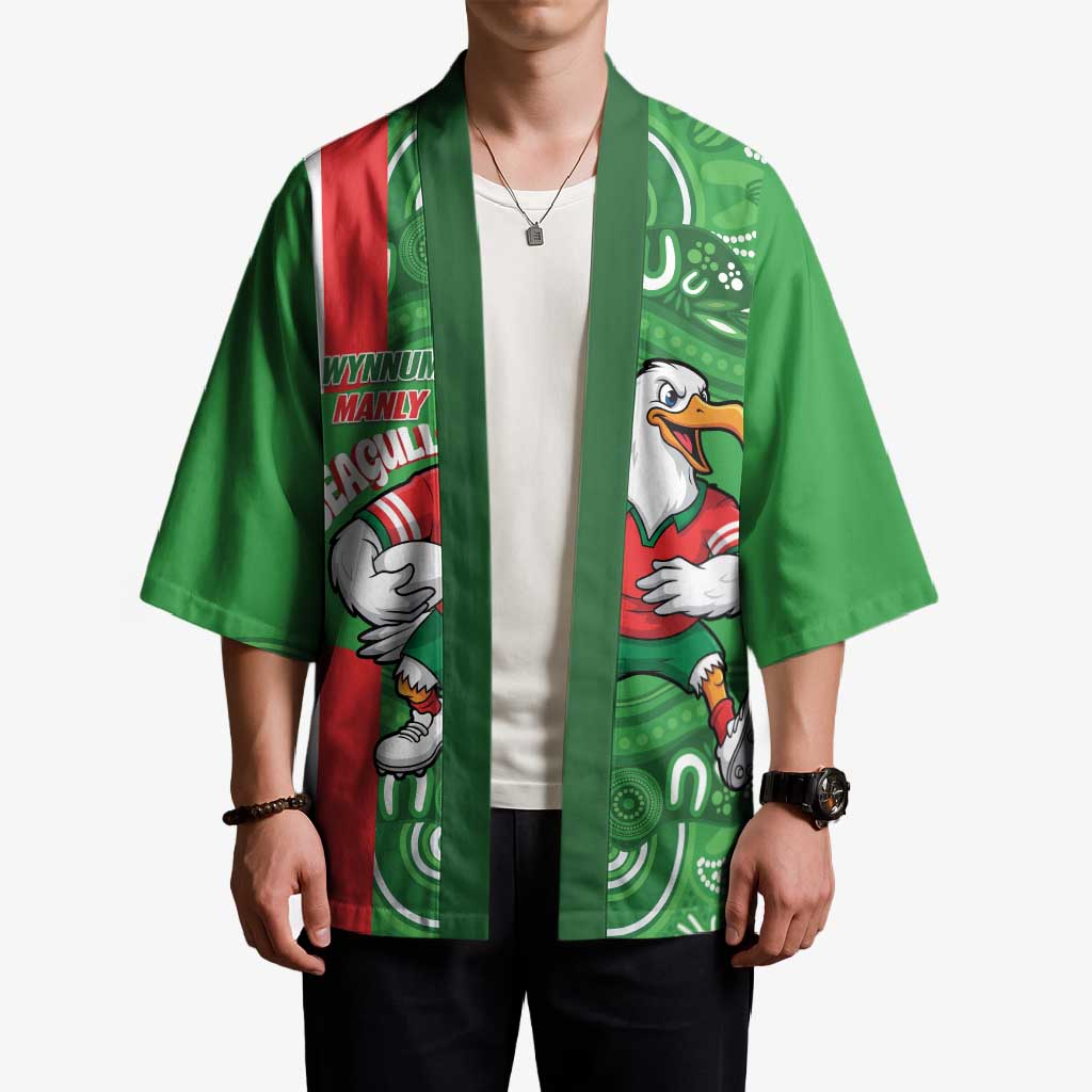 Wynnum Rugby Custom Kimono Go Manly Seagulls Aboriginal Art - Aussie Hoodie