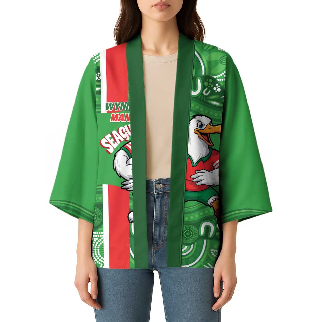 Wynnum Rugby Custom Kimono Go Manly Seagulls Aboriginal Art - Aussie Hoodie