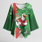 Wynnum Rugby Custom Kimono Sleeve Blouse Go Manly Seagulls Aboriginal Art - Aussie Hoodie