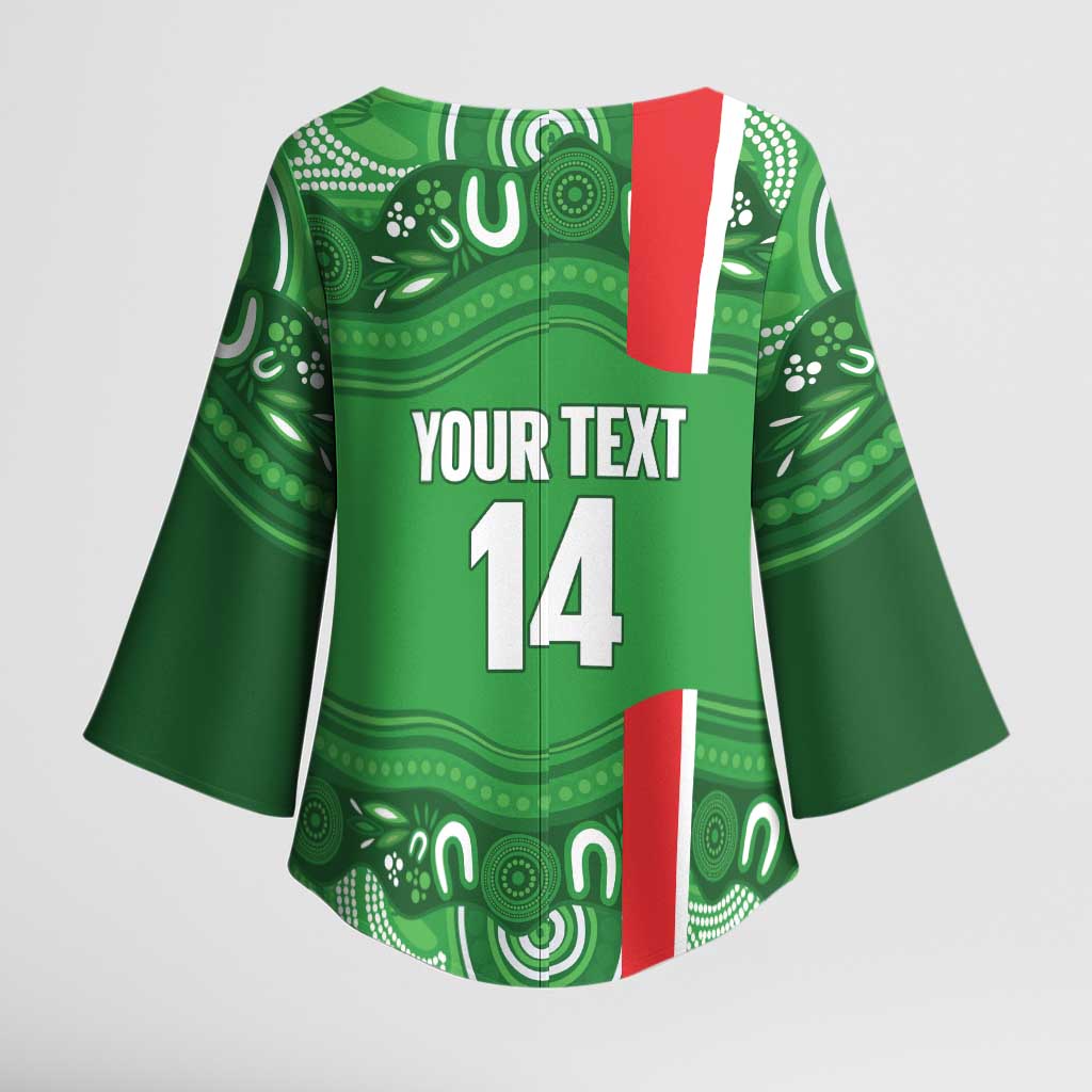 Wynnum Rugby Custom Kimono Sleeve Blouse Go Manly Seagulls Aboriginal Art - Aussie Hoodie