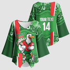 Wynnum Rugby Custom Kimono Sleeve Blouse Go Manly Seagulls Aboriginal Art - Aussie Hoodie