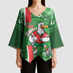 Wynnum Rugby Custom Kimono Sleeve Blouse Go Manly Seagulls Aboriginal Art - Aussie Hoodie