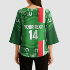 Wynnum Rugby Custom Kimono Sleeve Blouse Go Manly Seagulls Aboriginal Art - Aussie Hoodie