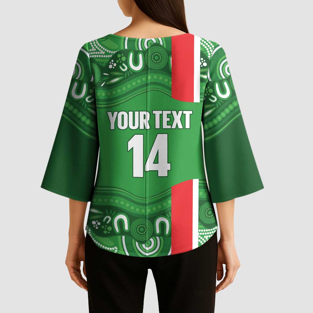 Wynnum Rugby Custom Kimono Sleeve Blouse Go Manly Seagulls Aboriginal Art - Aussie Hoodie