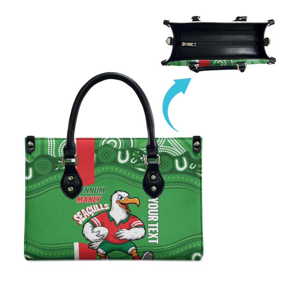 Wynnum Rugby Custom Leather Bag Go Manly Seagulls Aboriginal Art - Aussie Hoodie
