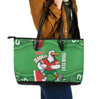 Wynnum Rugby Custom Leather Tote Bag Go Manly Seagulls Aboriginal Art - Aussie Hoodie