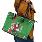 Wynnum Rugby Custom Leather Tote Bag Go Manly Seagulls Aboriginal Art - Aussie Hoodie