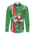 Wynnum Rugby Custom Long Sleeve Button Shirt Go Manly Seagulls Aboriginal Art - Aussie Hoodie