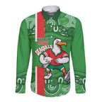 Wynnum Rugby Custom Long Sleeve Button Shirt Go Manly Seagulls Aboriginal Art - Aussie Hoodie