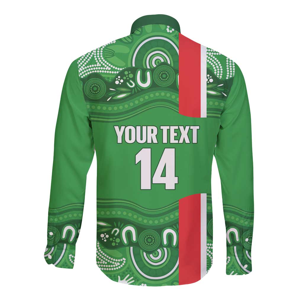Wynnum Rugby Custom Long Sleeve Button Shirt Go Manly Seagulls Aboriginal Art - Aussie Hoodie