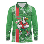Wynnum Rugby Custom Long Sleeve Polo Shirt Go Manly Seagulls Aboriginal Art - Aussie Hoodie