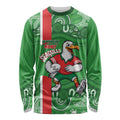 Wynnum Rugby Custom Long Sleeve Shirt Go Manly Seagulls Aboriginal Art - Aussie Hoodie