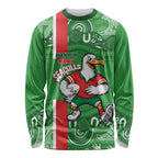 Wynnum Rugby Custom Long Sleeve Shirt Go Manly Seagulls Aboriginal Art - Aussie Hoodie