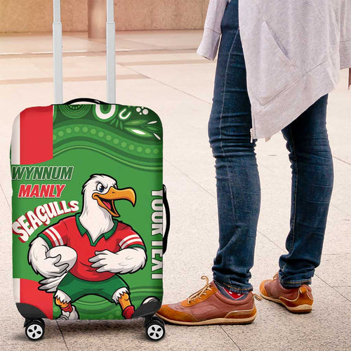 Wynnum Rugby Custom Luggage Cover Go Manly Seagulls Aboriginal Art - Aussie Hoodie