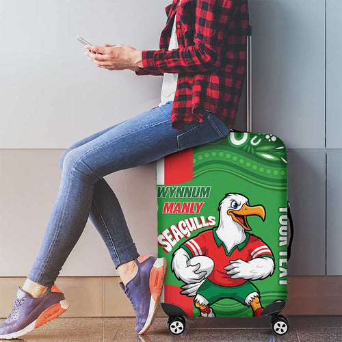 Wynnum Rugby Custom Luggage Cover Go Manly Seagulls Aboriginal Art - Aussie Hoodie