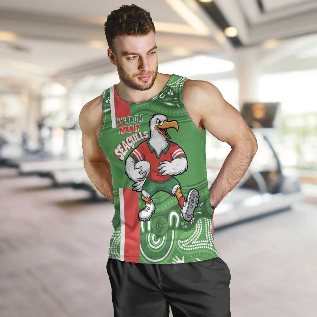 Wynnum Rugby Custom Men Tank Top Go Manly Seagulls Aboriginal Art - Aussie Hoodie