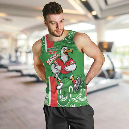 Wynnum Rugby Custom Men Tank Top Go Manly Seagulls Aboriginal Art - Aussie Hoodie
