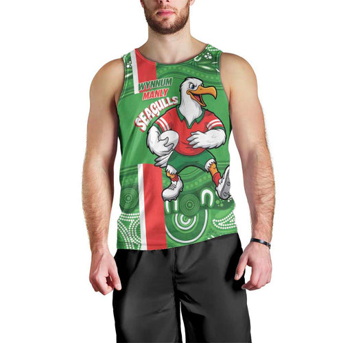Wynnum Rugby Custom Men Tank Top Go Manly Seagulls Aboriginal Art - Aussie Hoodie