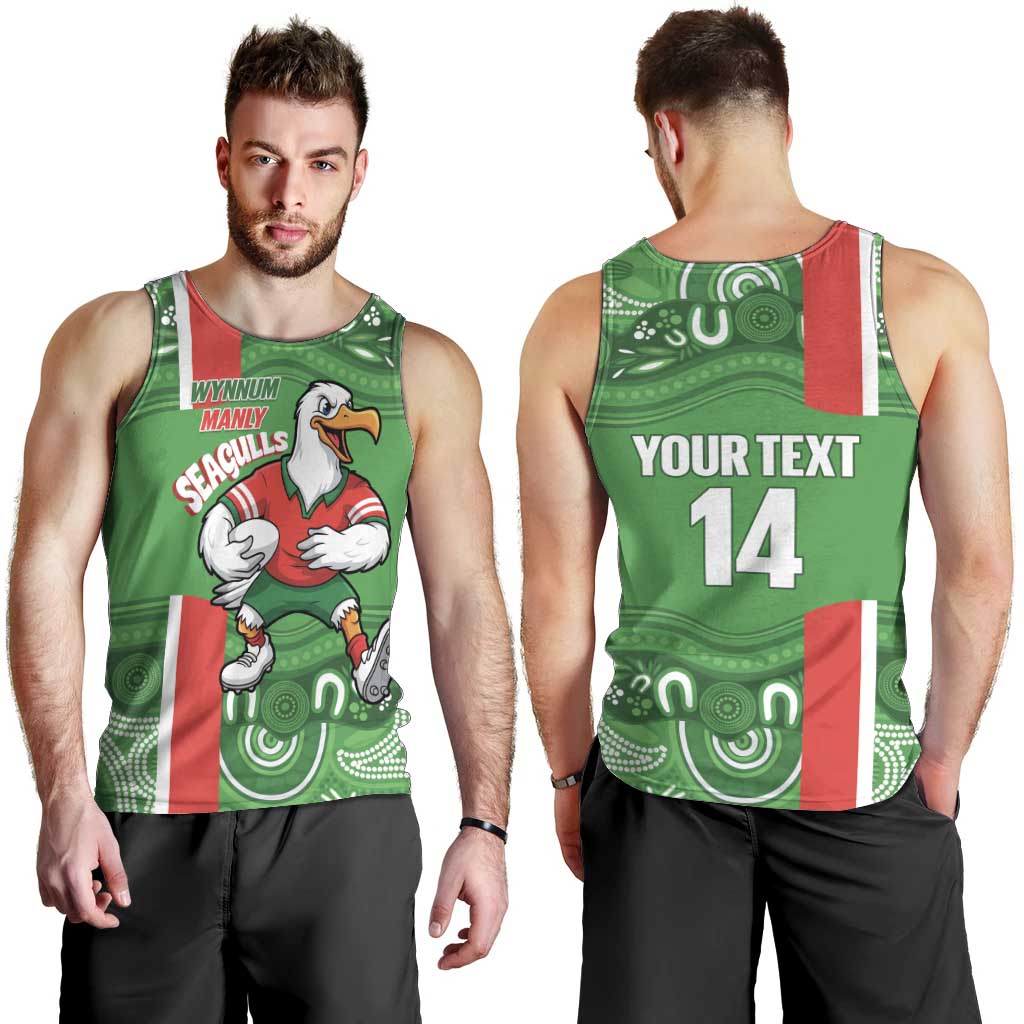 Wynnum Rugby Custom Men Tank Top Go Manly Seagulls Aboriginal Art - Aussie Hoodie