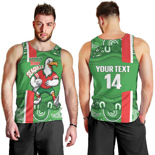 Wynnum Rugby Custom Men Tank Top Go Manly Seagulls Aboriginal Art - Aussie Hoodie