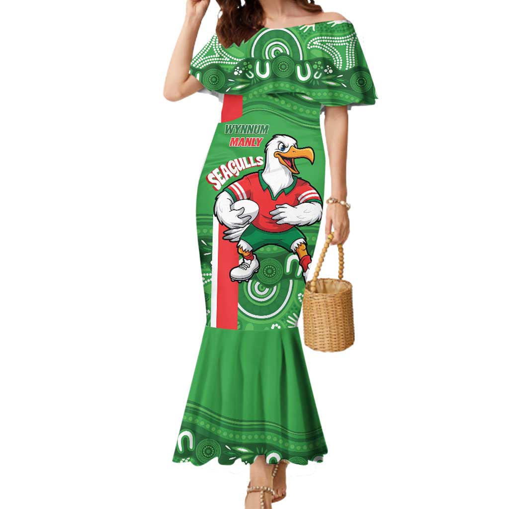 Wynnum Rugby Custom Mermaid Dress Go Manly Seagulls Aboriginal Art - Aussie Hoodie