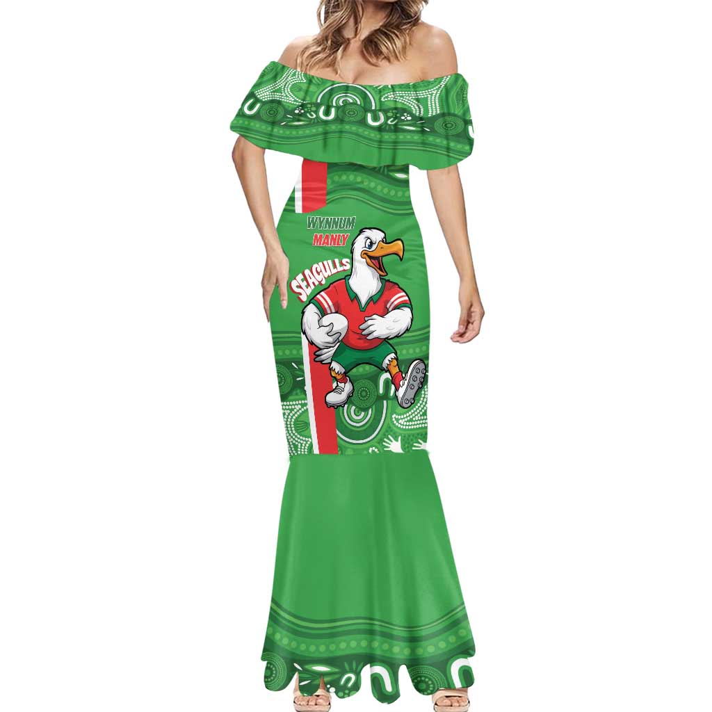 Wynnum Rugby Custom Mermaid Dress Go Manly Seagulls Aboriginal Art - Aussie Hoodie
