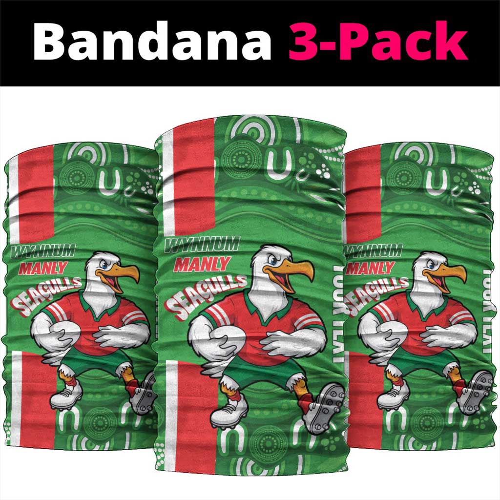 Wynnum Rugby Custom Neck Gaiter Go Manly Seagulls Aboriginal Art - Aussie Hoodie