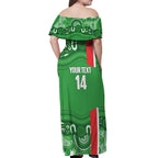 Wynnum Rugby Custom Off Shoulder Maxi Dress Go Manly Seagulls Aboriginal Art - Aussie Hoodie