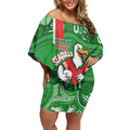 Wynnum Rugby Custom Off Shoulder Short Dress Go Manly Seagulls Aboriginal Art - Aussie Hoodie