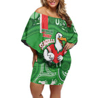 Wynnum Rugby Custom Off Shoulder Short Dress Go Manly Seagulls Aboriginal Art - Aussie Hoodie