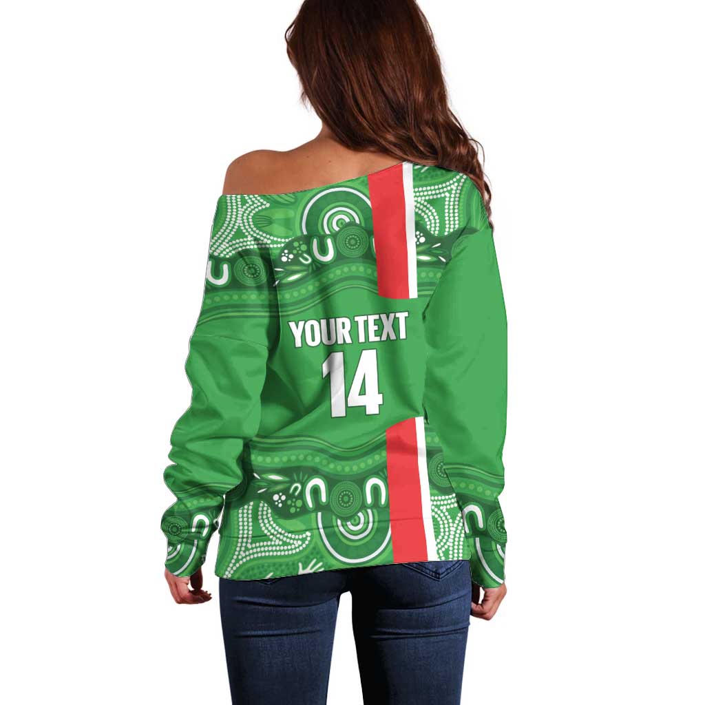 Wynnum Rugby Custom Off Shoulder Sweater Go Manly Seagulls Aboriginal Art - Aussie Hoodie
