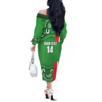 Wynnum Rugby Custom Off The Shoulder Long Sleeve Dress Go Manly Seagulls Aboriginal Art - Aussie Hoodie