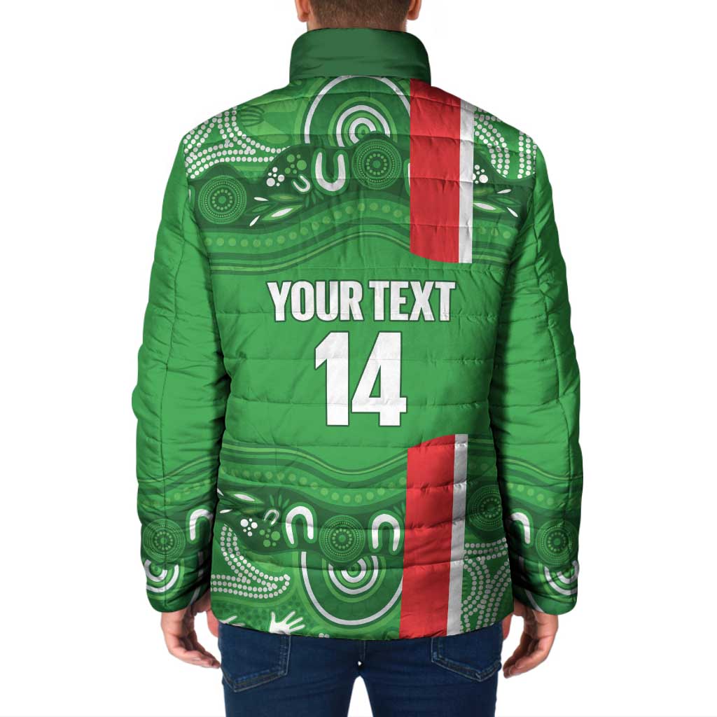 Wynnum Rugby Custom Padded Jacket Go Manly Seagulls Aboriginal Art - Aussie Hoodie