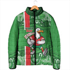 Wynnum Rugby Custom Padded Jacket Go Manly Seagulls Aboriginal Art - Aussie Hoodie