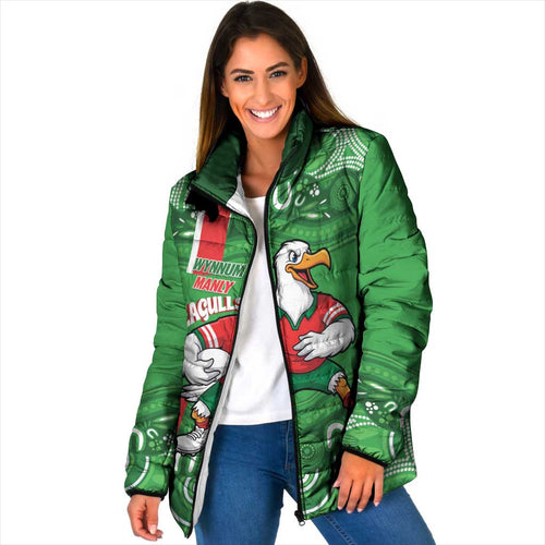 Wynnum Rugby Custom Padded Jacket Go Manly Seagulls Aboriginal Art - Aussie Hoodie