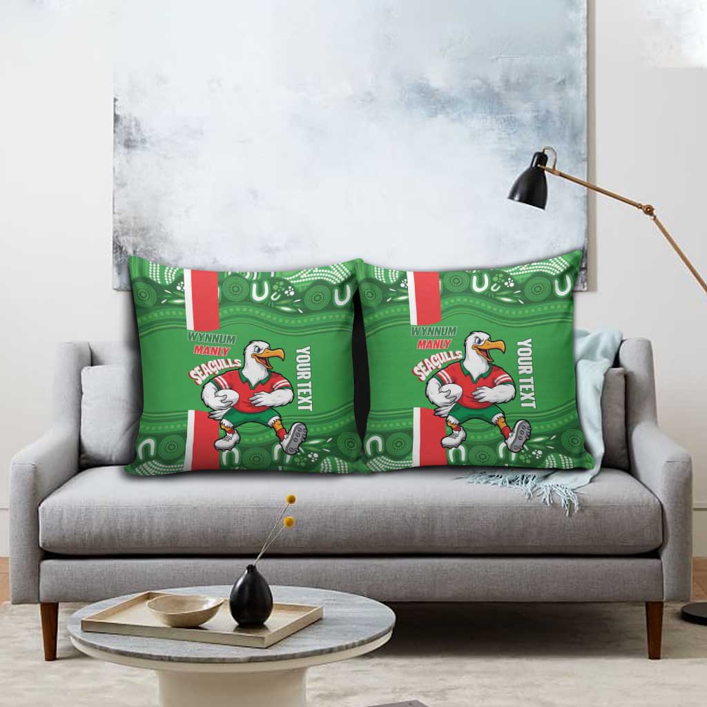 Wynnum Rugby Custom Pillow Cover Go Manly Seagulls Aboriginal Art - Aussie Hoodie