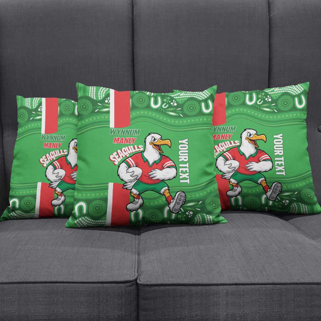 Wynnum Rugby Custom Pillow Cover Go Manly Seagulls Aboriginal Art - Aussie Hoodie