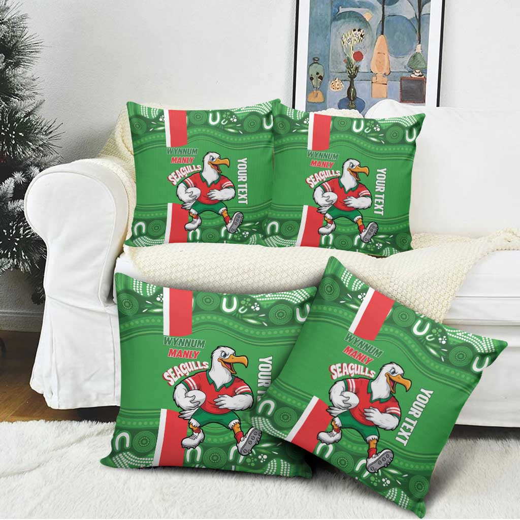 Wynnum Rugby Custom Pillow Cover Go Manly Seagulls Aboriginal Art - Aussie Hoodie
