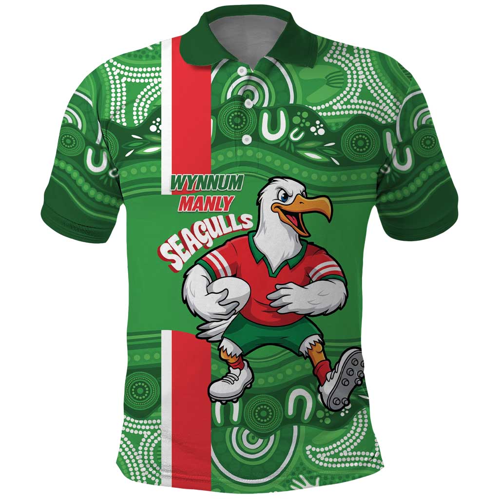 Wynnum Rugby Custom Polo Shirt Go Manly Seagulls Aboriginal Art - Aussie Hoodie