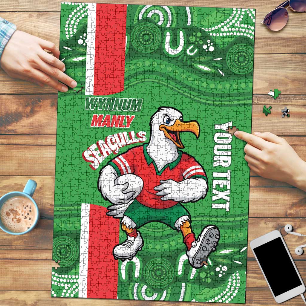 Wynnum Rugby Custom Puzzle Go Manly Seagulls Aboriginal Art - Aussie Hoodie