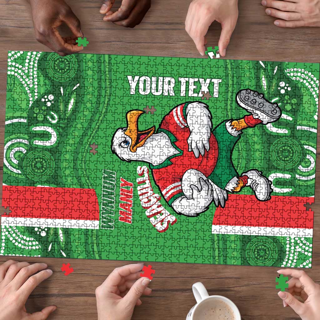 Wynnum Rugby Custom Puzzle Go Manly Seagulls Aboriginal Art - Aussie Hoodie