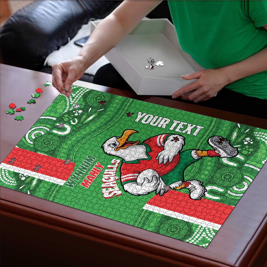 Wynnum Rugby Custom Puzzle Go Manly Seagulls Aboriginal Art - Aussie Hoodie