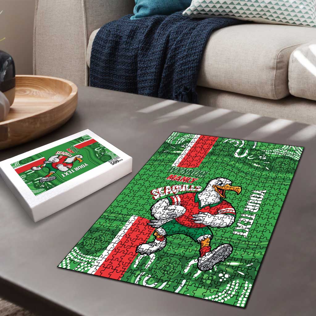 Wynnum Rugby Custom Puzzle Go Manly Seagulls Aboriginal Art - Aussie Hoodie