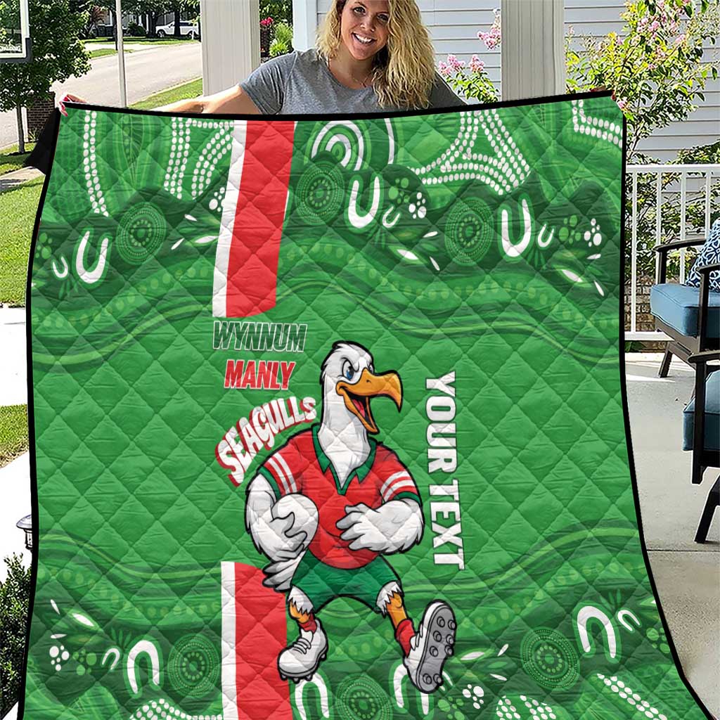 Wynnum Rugby Custom Quilt Go Manly Seagulls Aboriginal Art - Aussie Hoodie