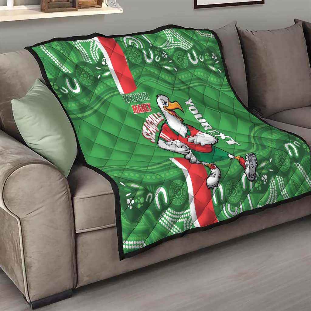 Wynnum Rugby Custom Quilt Go Manly Seagulls Aboriginal Art - Aussie Hoodie