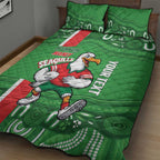 Wynnum Rugby Custom Quilt Bed Set Go Manly Seagulls Aboriginal Art - Aussie Hoodie