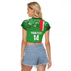 Wynnum Rugby Custom Raglan Cropped T Shirt Go Manly Seagulls Aboriginal Art - Aussie Hoodie
